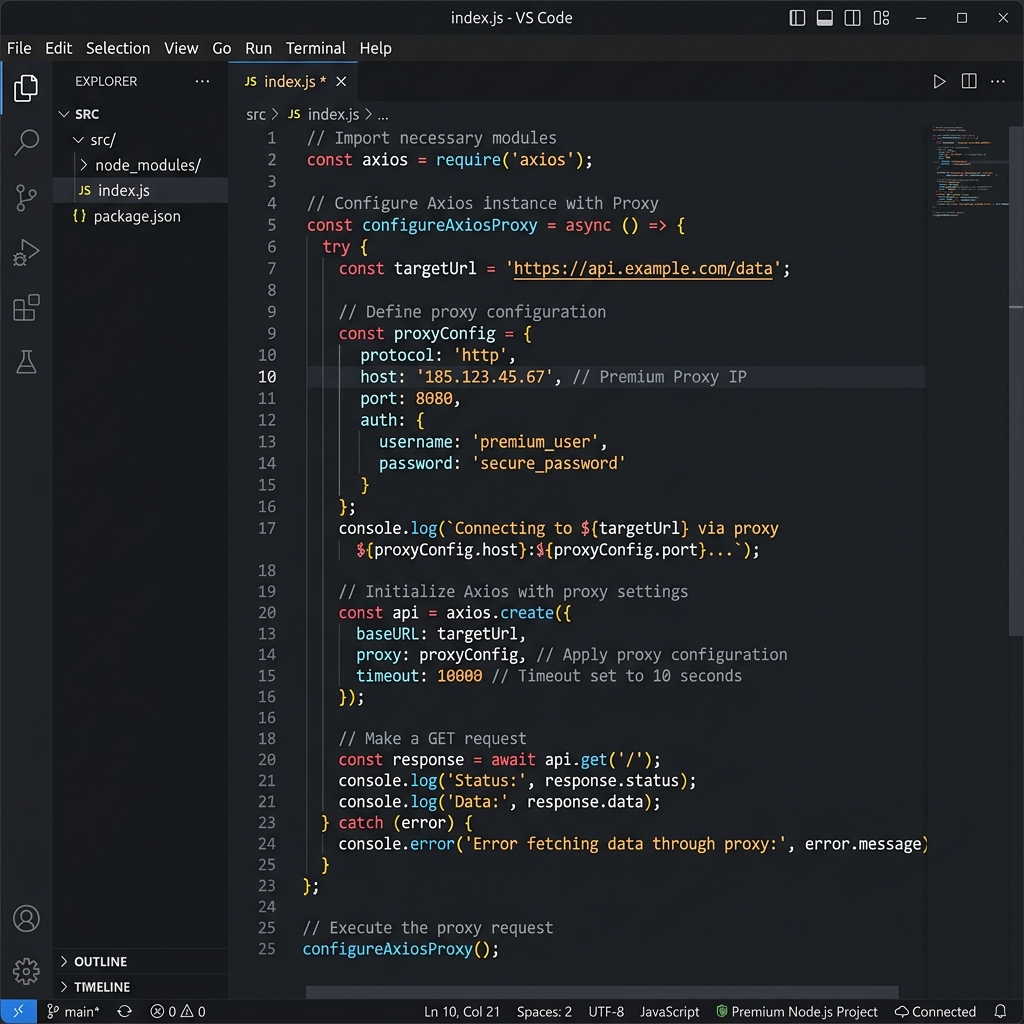 Node.js Axios Proxy Request Mockup