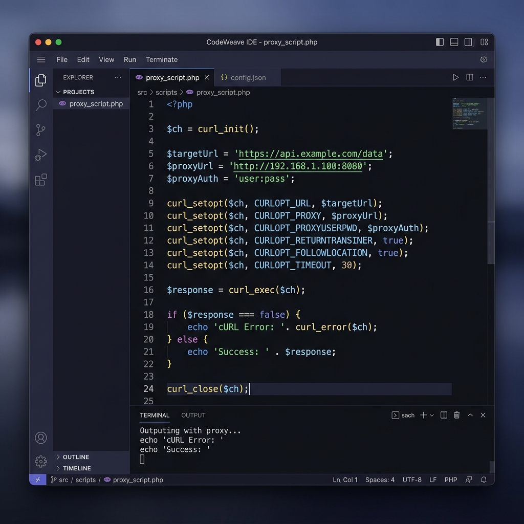 PHP cURL Proxy Setup Mockup