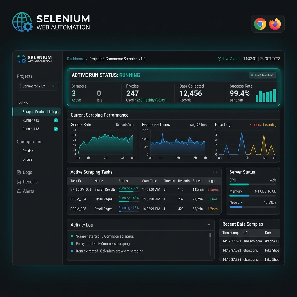 Selenium WebDriver Proxy Configuration Mockup